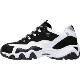 SKECHERS斯凯奇黑白熊猫鞋女经典时尚百搭情侣款老爹鞋增高休闲运动鞋男 666049/BKW 男款-黑色/白色 42