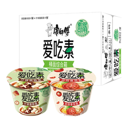 康師傅 愛吃素 方便面組合裝 2口味 12桶（什錦菌菇面6桶+田園番茄面6桶）