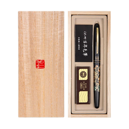 PLUS會(huì)員：Kuretake 吳竹 DU185-215 蒔繪物語(yǔ)鋼筆式毛筆 秋息吹 純銅木禮盒裝