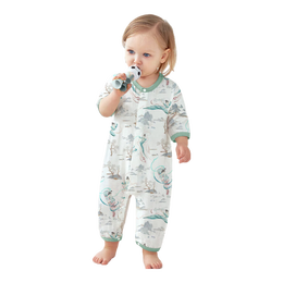 欧孕（OUYUN）婴儿睡衣连体服夏季桉树纱布宝宝衣服薄款空调服外出哈衣网眼睡袋 青绿入画 80cm 月龄9-18月【 身高78-85cm】