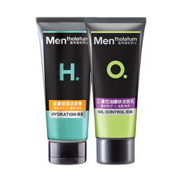 Mentholatum 曼秀雷敦 男士磨砂去角質(zhì)洗面奶套裝100g*2 去油保濕提亮 洗面奶男