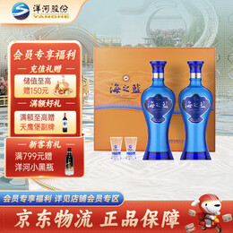 洋河蓝色经典 海之蓝 口感绵柔 浓香型白酒 42度 480mL 2瓶 礼盒装