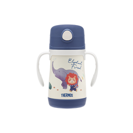 THERMOS 膳魔師 兒童保溫杯寶寶學飲杯316L不銹鋼嬰兒吸管杯 藍象