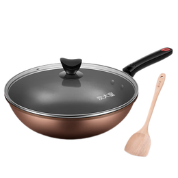 COOKER KING 炊大皇 不粘鍋平底炒鍋家用炒菜鍋煎鍋電磁爐燃?xì)庠钔ㄓ贸床隋?32cm大口徑咖啡色