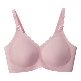 美德乐（Medela）7D线雕承托无痕哺乳文胸孕期防外扩孕妇喂奶内衣聚拢防下垂胸罩 柔雾粉 L