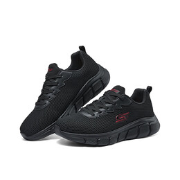 斯凯奇（Skechers）男鞋夏季新款低帮运动鞋厚底缓震休闲鞋舒适系带透气网面鞋118106 全黑色/BBK 41