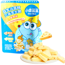 小鹿蓝蓝 益生元高钙三角芝士酪黄桃味宝宝儿童零食高钙芝士奶酪90g 