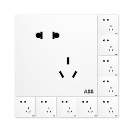 ABB 开关插座面板 盈致系列白色  无边框 86家用型电源 五孔插座10只装（预售款）