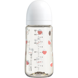 UBMOM 新生兒奶瓶ppsu寶寶斷奶奶瓶0-6個月防脹氣仿母乳嬰兒奶瓶奶嘴 萌萌兔(含M號奶嘴1個) 280ml