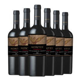 MONTES 蒙特斯 家族珍藏赤霞珠紅酒情人節(jié)禮物 智利進口干紅葡萄酒750ml*6