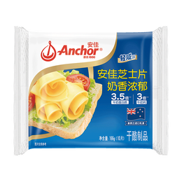 安佳(Anchor) 新西兰进口乳源 切达奶酪轻咸味芝士片166g 泡面三明治