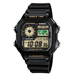卡西欧（CASIO） 手表小方块ins复古十年电力电子表多功能户外运动男表 AE-1200WH-1B
