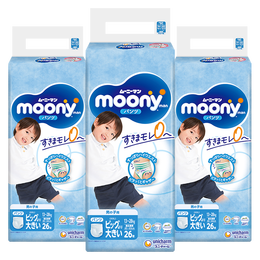 尤妮佳（MOONY）畅透系列裤型尿不湿透气干爽拉拉裤小内裤男宝XXL26*3包 12-28kg