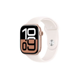 Apple/苹果 Watch Series 10 智能手表GPS款46毫米玫瑰金色铝金属表壳淡桃粉色运动型表带S/M MX293CH/B