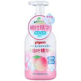 贝亲（Pigeon） 婴儿沐浴洗发二合一 宝宝洗发水沐浴露泡沫型 桃叶洗发沐浴二合一【500ml】