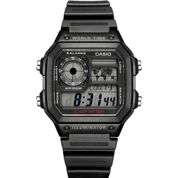 卡西欧（CASIO）复古小方块休闲学生表 多功能户外防水男士手表 AE-1200WH-1AVDF