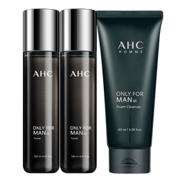 AHC男士舒緩護(hù)膚品套裝（水120ml*2+潔面180ml）生日禮物送男友