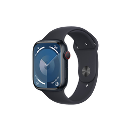 Apple 蘋果 Watch Series 9 智能手表 GPS+蜂窩網(wǎng)絡(luò)款 45mm 午夜色鋁金屬表殼 午夜色橡膠表帶 S/M