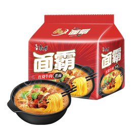 康师傅方便面 面霸煮面红烧牛肉五连包120g*5 泡面袋装速食 方便食品
