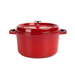 staub 琺寶 法國(guó)進(jìn)口琺瑯鑄鐵鍋雙耳煲湯烹飪鍋具深燉鍋櫻桃紅24cm 40501-485