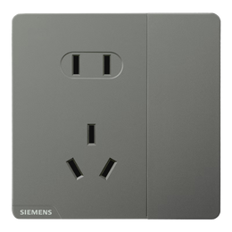 西门子（SIEMENS）开关插座面板 五孔插座强电86型墙插 无框大面板 皓彩系列深灰银 五孔带单开