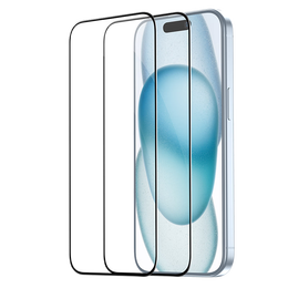 億色【2片】適用蘋果15鋼化膜iphone15手機鋼化膜高清防摔抗指紋全包貼膜全屏覆蓋不頂殼手機前保護膜