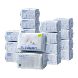 babycare绵柔巾干湿两用婴儿一次性洗脸巾小熊巾加厚洁面巾 80抽*18包