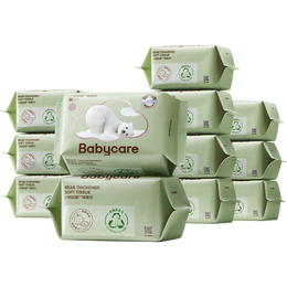 bc babycare小熊巾 一次性洗脸巾干湿两用洁面巾加厚婴儿绵柔巾面膜柔巾 80抽 12包 小熊巾