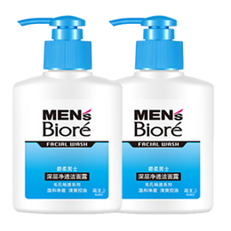 碧柔（Biore）【清凉钜惠】男士深层净透洁面露 温和深层清洁 毛孔畅透多效温和 150ml*2
