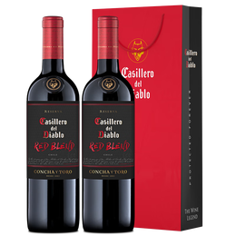 Casillero del Diablo 紅魔鬼 智利原瓶進口 干紅葡萄酒紅魔鬼黑金珍藏系列 750ml 雙支定制禮盒套裝