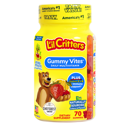 小熊糖（L'ilCritters）丽贵补钙锌ADd3叶黄素维生素C0防腐剂儿童营养包软糖零食70粒2岁+