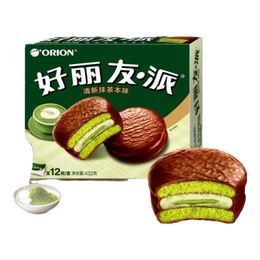 好丽友（ORION）蛋黄派 营养早餐代餐零食蛋糕下午茶点心休闲零食饼干糕点 清新抹茶本味【12枚】432g