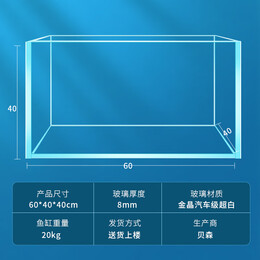 PLUS會(huì)員：Bessn 金晶五線汽車級(jí)超白缸玻璃魚缸 60*40*40cm 厚8mm