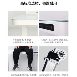 MOTION WISE电脑桌升降站立式电动办公学习电竞书法简约玻璃桌抽屉usb充电 白色 1210mm*610mm