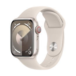 Apple 蘋果 Watch Series 9 智能手表 GPS+蜂窩網(wǎng)絡(luò)款 41mm 星光色鋁金屬表殼 星光色橡膠表帶 S/M
