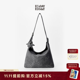 ECODAY秋冬麂皮编织包通勤托特包复古单肩斜挎hobo包女生日情人节礼物 灰色（大号）