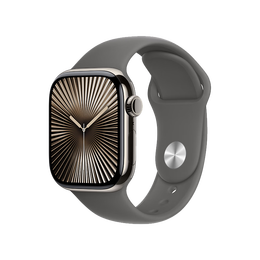 Apple/苹果 Watch Series 10 智能手表GPS+蜂窝款42毫米原色钛金属表壳岩灰色运动型表带S/M MWXU3CH/B