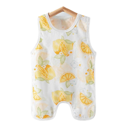 贝肽斯婴儿连体衣新生儿夏季衣服儿童夏装夏季薄款肚兜宝宝背心 冰柠之夏 59cm