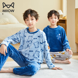 Miiow 貓人 兒童法蘭絨睡衣套裝