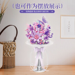 TOP TOY中国积木植物花礼系列手捧花积木拼装摆件 女生儿童节礼物 捧心漫蝶(紫)