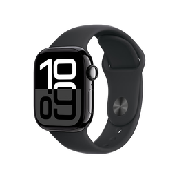 Apple/苹果 Watch Series 10 智能手表GPS款42毫米亮黑色铝金属表壳黑色运动型表带S/M MX1M3CH/B