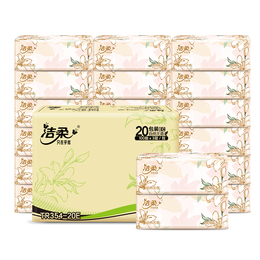 洁柔抽纸 繁花系列柔韧3层100抽*20包 面巾纸 纸巾湿水不易破 整箱