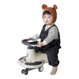BEIE 貝易 典藏扭車兒童溜車1-6歲寶搖車大人可坐聲光音樂款 云母灰