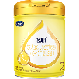 飞鹤飞帆OPO促吸收较大婴儿配方奶粉2段(6-12月龄)900克g DHA好脑力 1罐