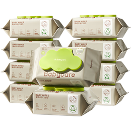 babycare 嬰兒手口濕巾濕紙巾帶蓋家用 3150綠蓋濕巾 80抽-10包