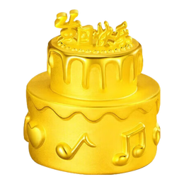 中国珠宝生日蛋糕黄金生日快乐金储值足金摆件收藏投资金生日礼物 生日蛋糕约0.9克（多退少补）