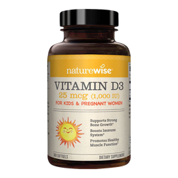 naturewise维生素D3阳光瓶1000IU 活性vd3软胶囊孕期婴幼儿童补钙滴剂360粒