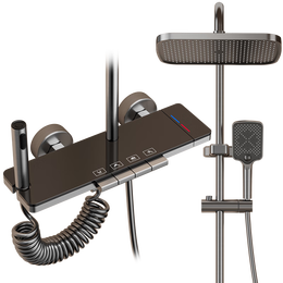 荣事达恒温防烫淋浴花洒套装钢琴键卫浴室增压花洒全套枪灰三件套8050