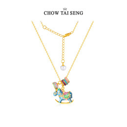 周大生（CHOW TAI SENG）彩色摇摇木马银项链时尚设计感S925银珍珠锁骨链生日礼物 木马项链