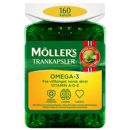 沐乐思（Mollers）【挪威百年品牌】纯净深海鳕鱼肝油胶囊160粒/瓶